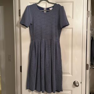 BlueStriped LulaRoe Amelia Dress with pockets